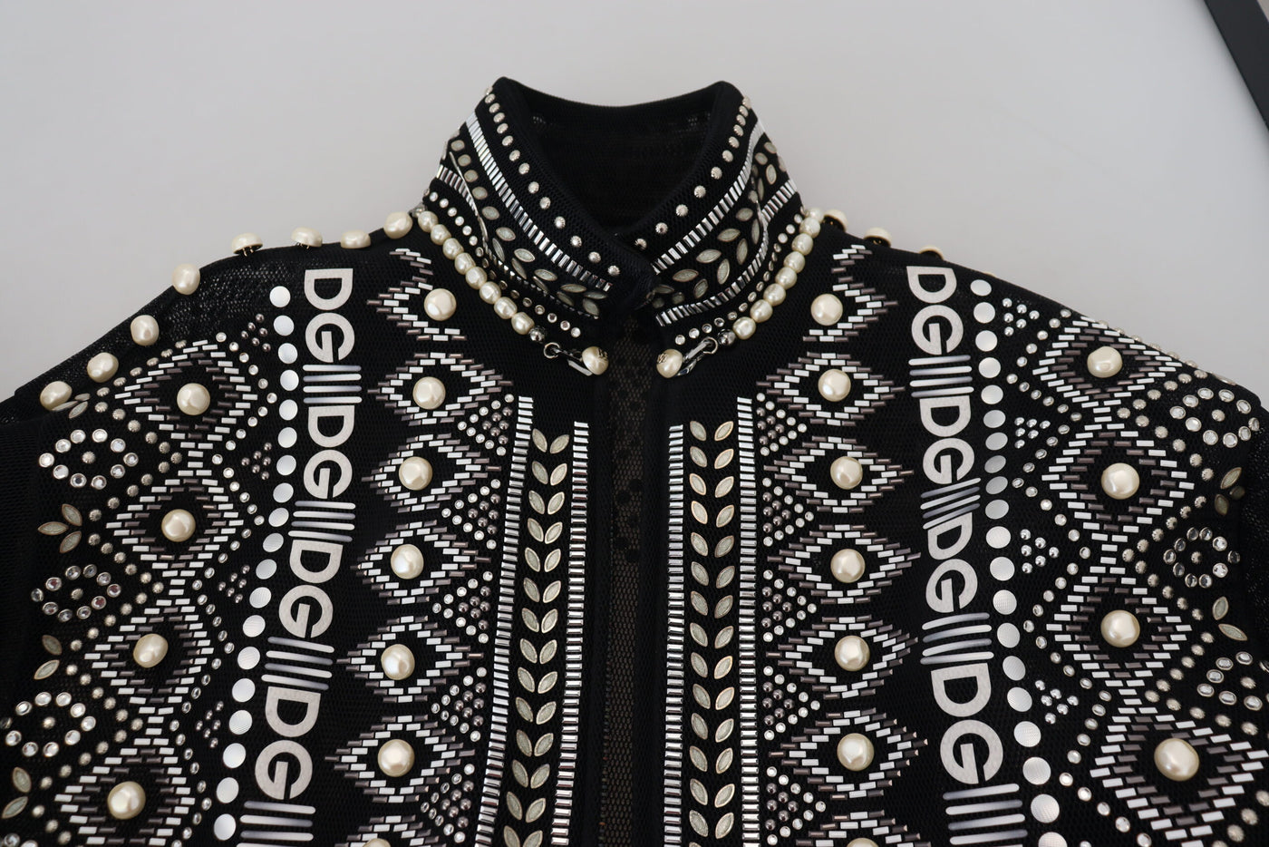 Black White DG Pearl Embellishment Jacket