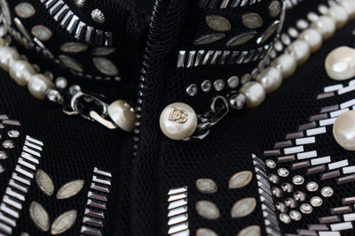 Black White DG Pearl Embellishment Jacket