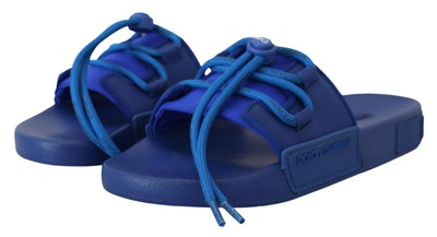 Blue Stretch Rubber Sandals Slides Slip On Shoes