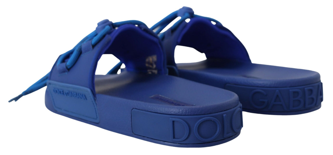 Blue Stretch Rubber Sandals Slides Slip On Shoes