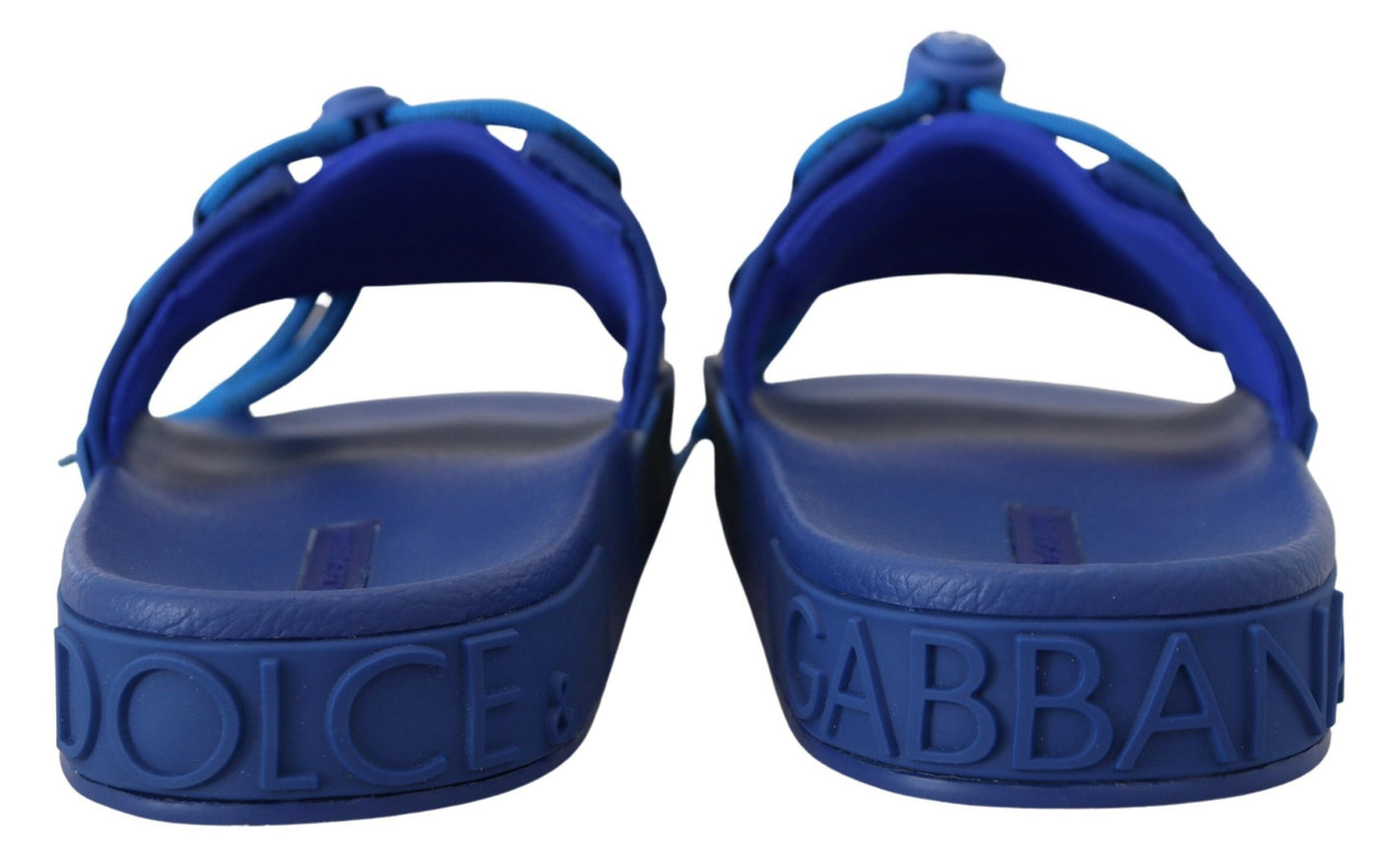 Blue Stretch Rubber Sandals Slides Slip On Shoes