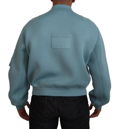 Light Blue Polyester DG Patch Bomber Jacket