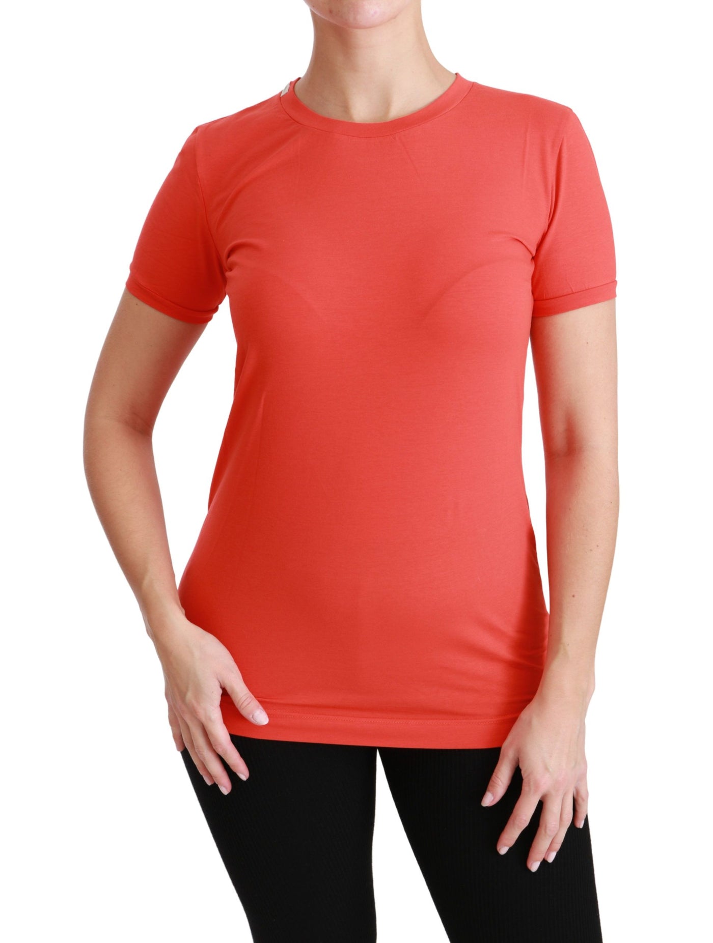 Red Crewneck Short Sleeve T-shirt Cotton Top