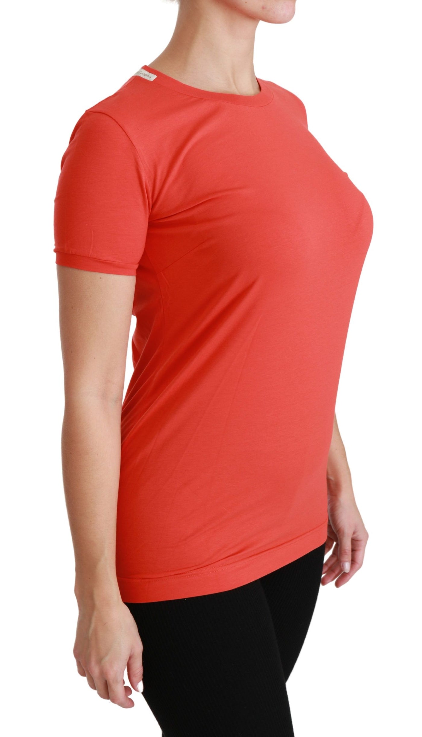 Red Crewneck Short Sleeve T-shirt Cotton Top