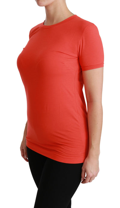 Red Crewneck Short Sleeve T-shirt Cotton Top