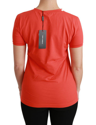 Red Crewneck Short Sleeve T-shirt Cotton Top