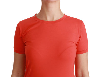 Red Crewneck Short Sleeve T-shirt Cotton Top