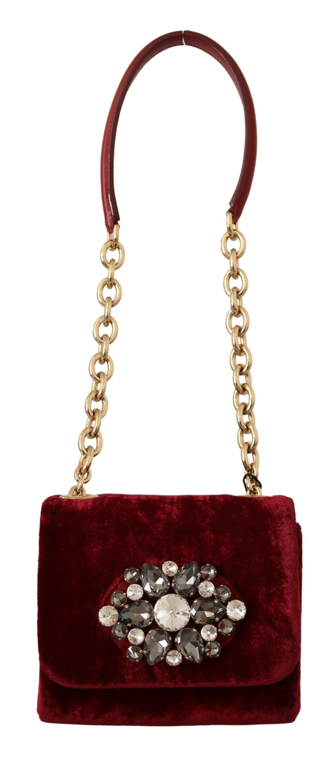 Bordeaux Velvet Crystals Mini Crossbody Women Bag