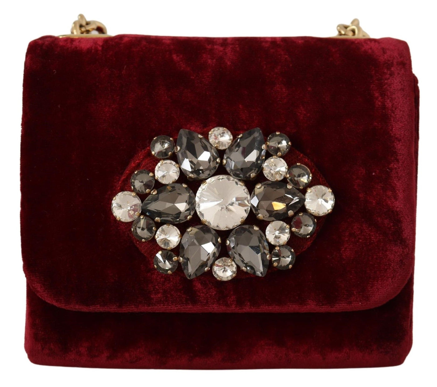 Bordeaux Velvet Crystals Mini Crossbody Women Bag