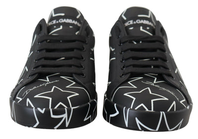 Black Star Leather Low Top Casual Sneakers