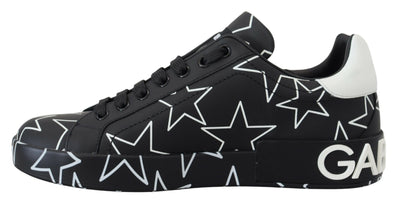 Black Star Leather Low Top Casual Sneakers