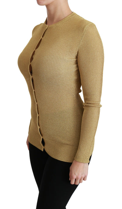 Gold Long Sleeve Cardigan Viscose Sweater