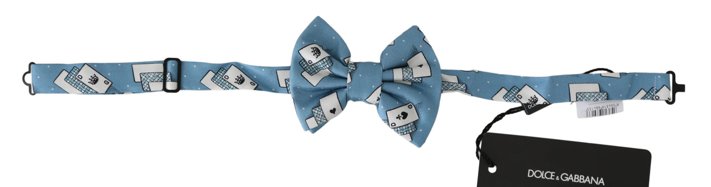 Light Blue Deck Of Cards Adjustable Neck Papillon Bow Tie