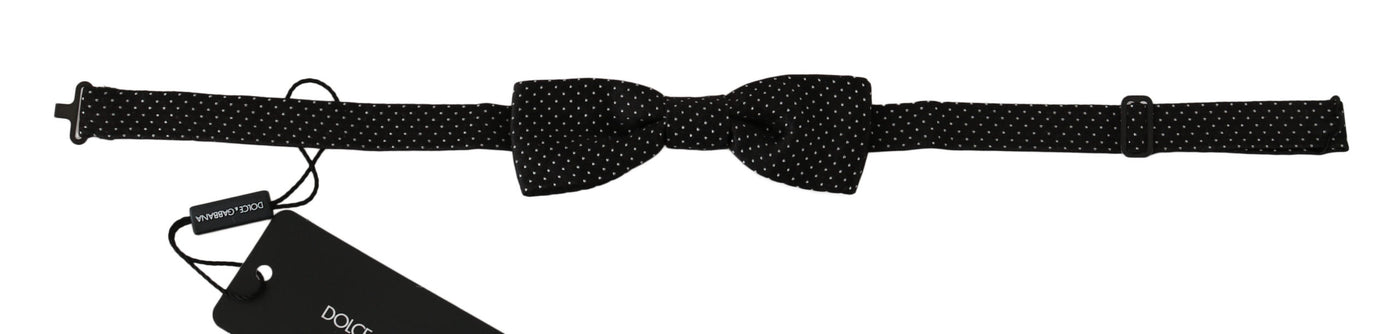 Black Polka Dots Silk Adjustable Neck Papillon Men Bow Tie