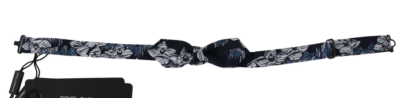 Navy Blue Floral Slim Adjustable Neck Papillon Men  Bow Tie