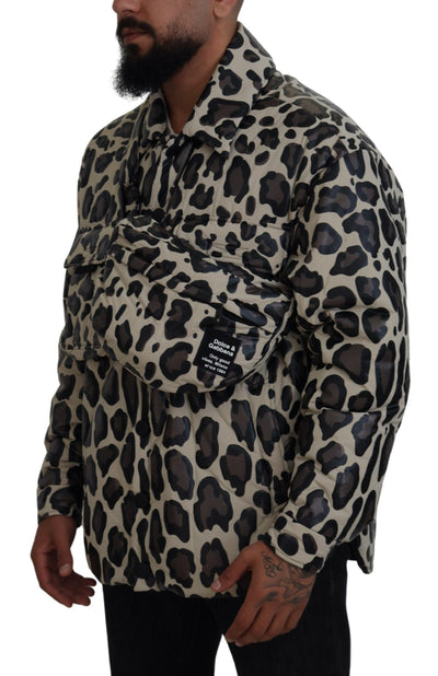 Multicolor Leopard Parka Coat Chest Bag Jacket 2 Piece