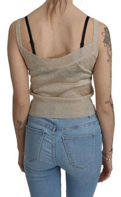 Beige Sleeveless Spaghetti Strap Tank See Through Top