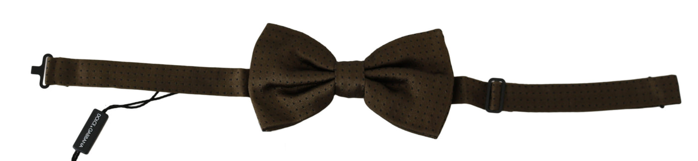 Brown Polka Dots Silk Adjustable Neck Papillon Men Bow Tie