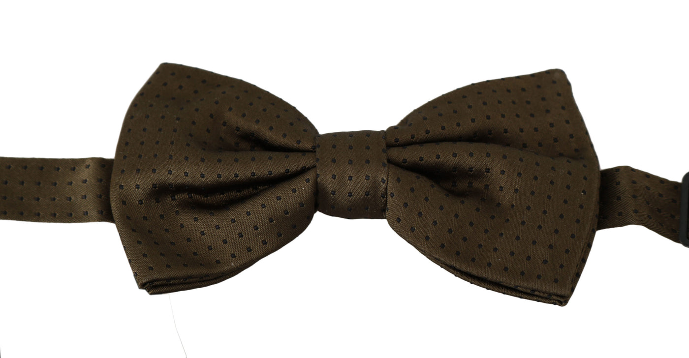 Brown Polka Dots Silk Adjustable Neck Papillon Men Bow Tie