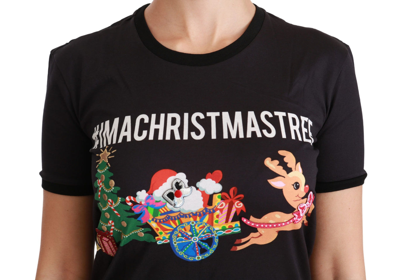 Black #ImAChristmasTree Crewneck Top T-shirt