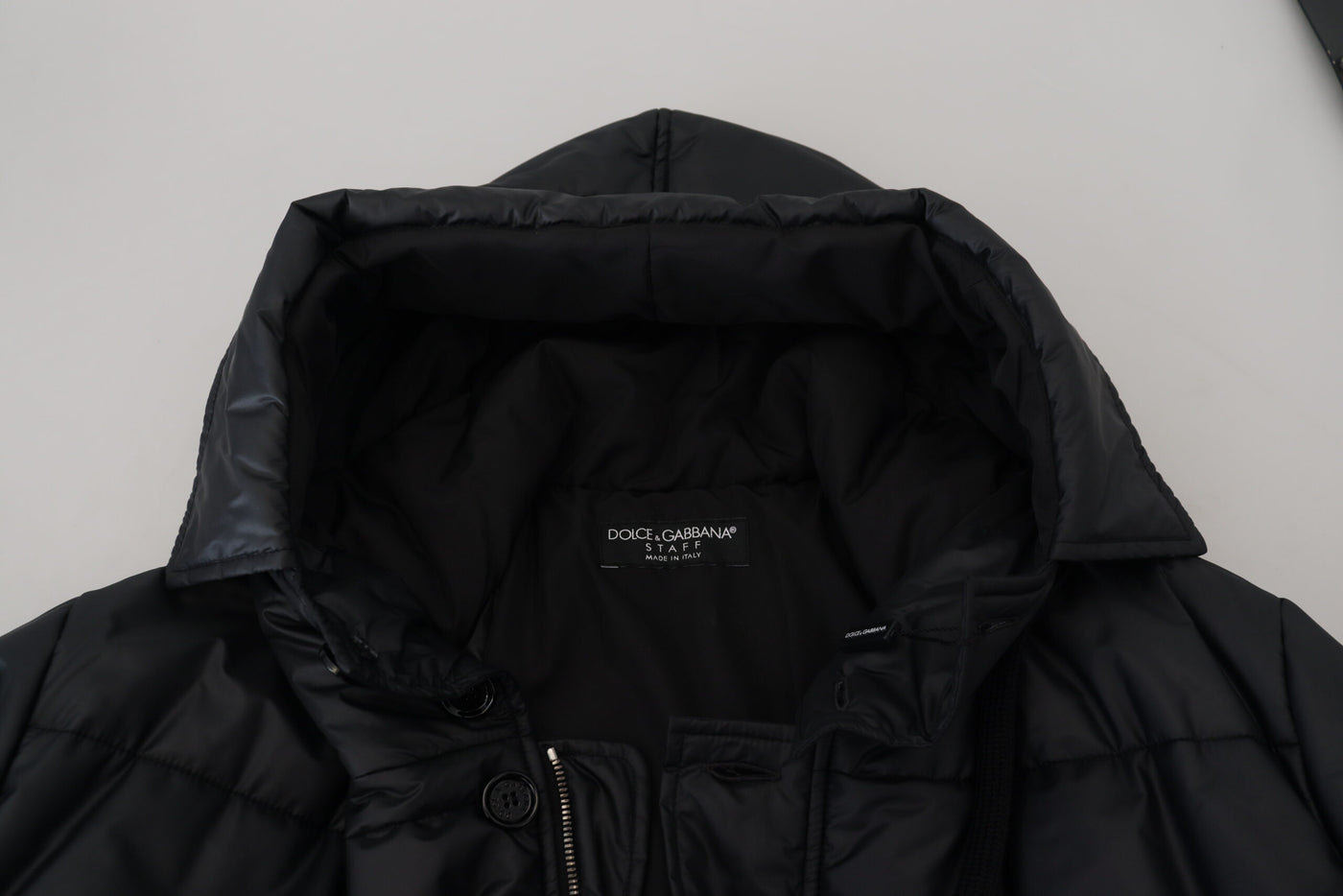 Black Polyester Hooded Parka Coat Winter Jacket