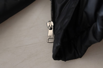 Black Polyester Hooded Parka Coat Winter Jacket