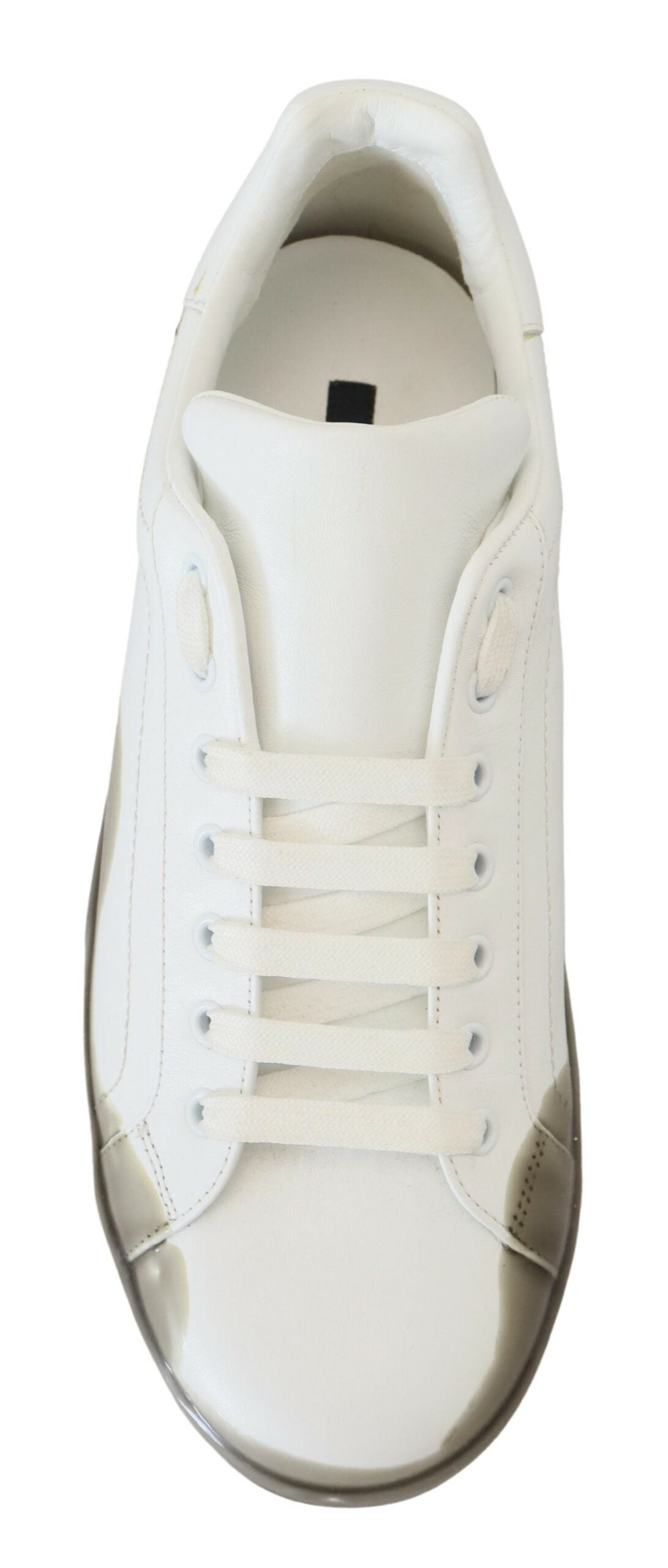 White Gray Leather Low Top Sneakers Shoes