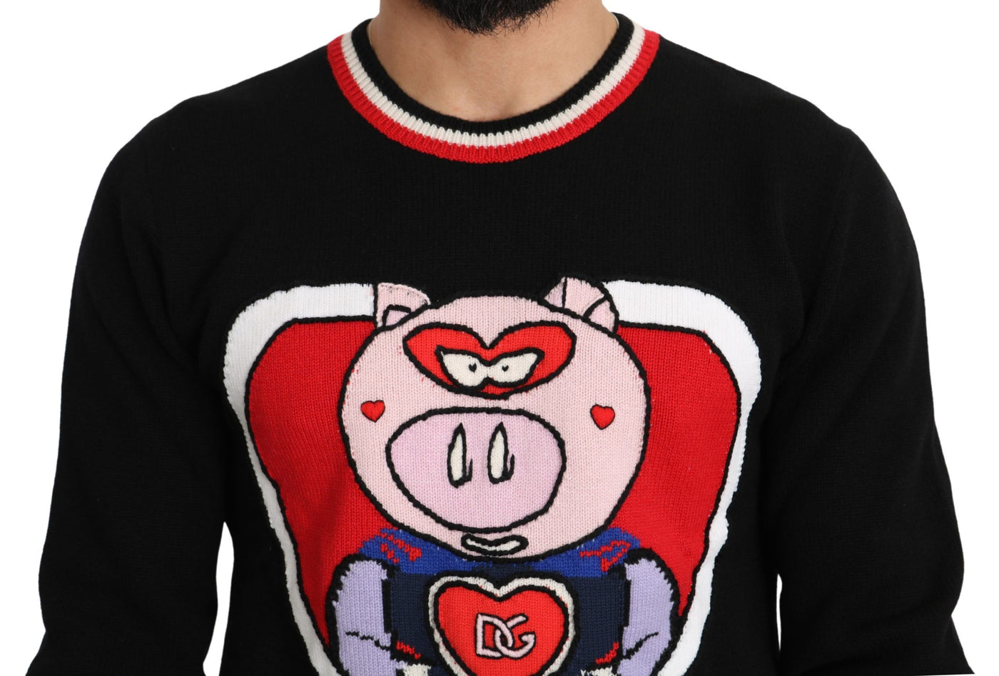 Black Cashmere Pig of the Year Pullover Sweater