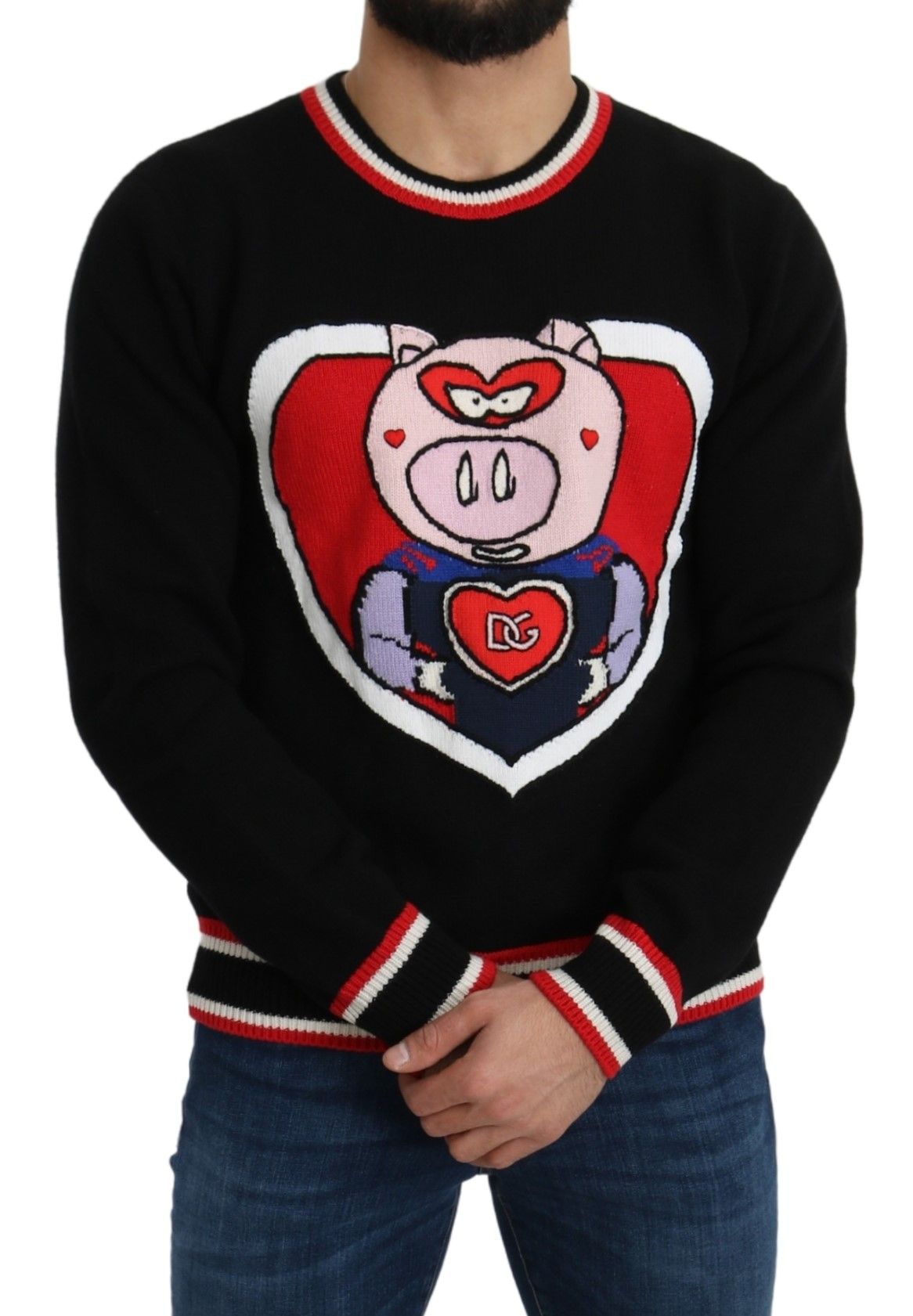 Black Cashmere Pig of the Year Pullover Sweater