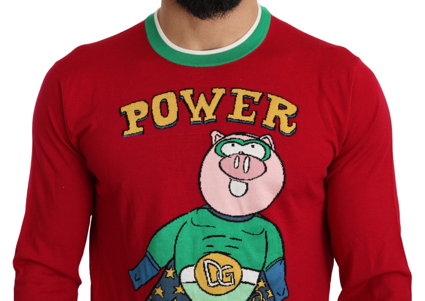 Red Wool Silk Pig of the Year Sweater