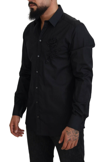 Black Roses Slim Fit Cotton Shirt