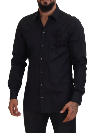 Black Roses Slim Fit Cotton Shirt