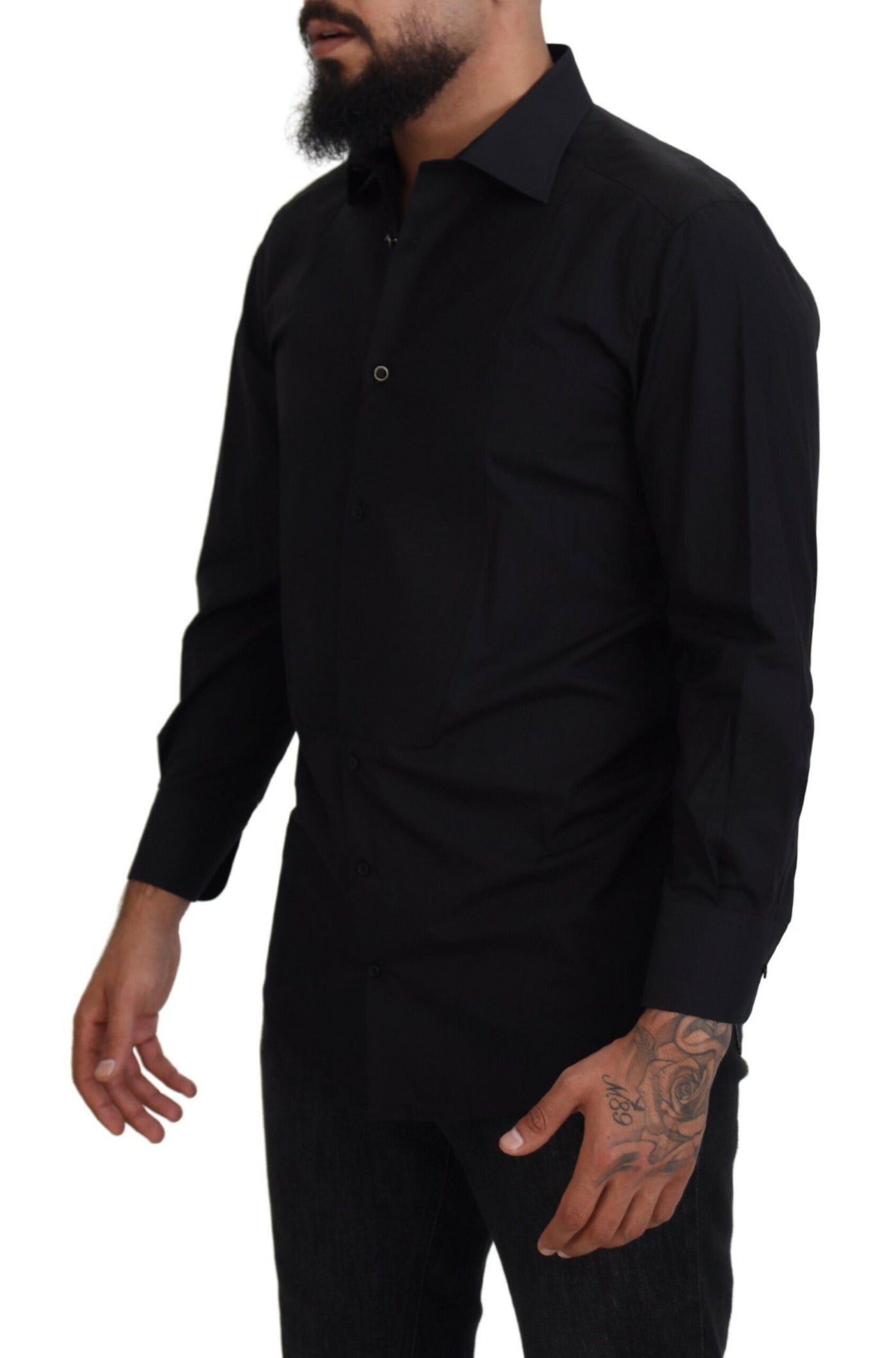 Black GOLD Cotton Collared Long Sleeve Shirt