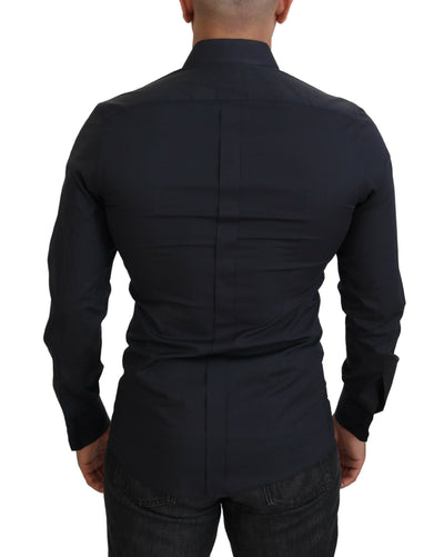 Black Cotton Collared Long Sleeve GOLD Shirt