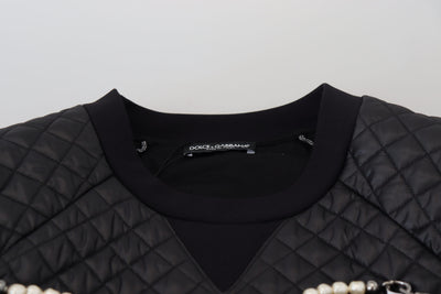 Black DG Embellished Quilted Pullover Sweater