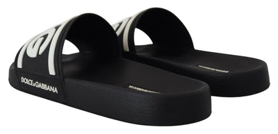 Black Rubber D&G Logo Shoes Slides Sandals