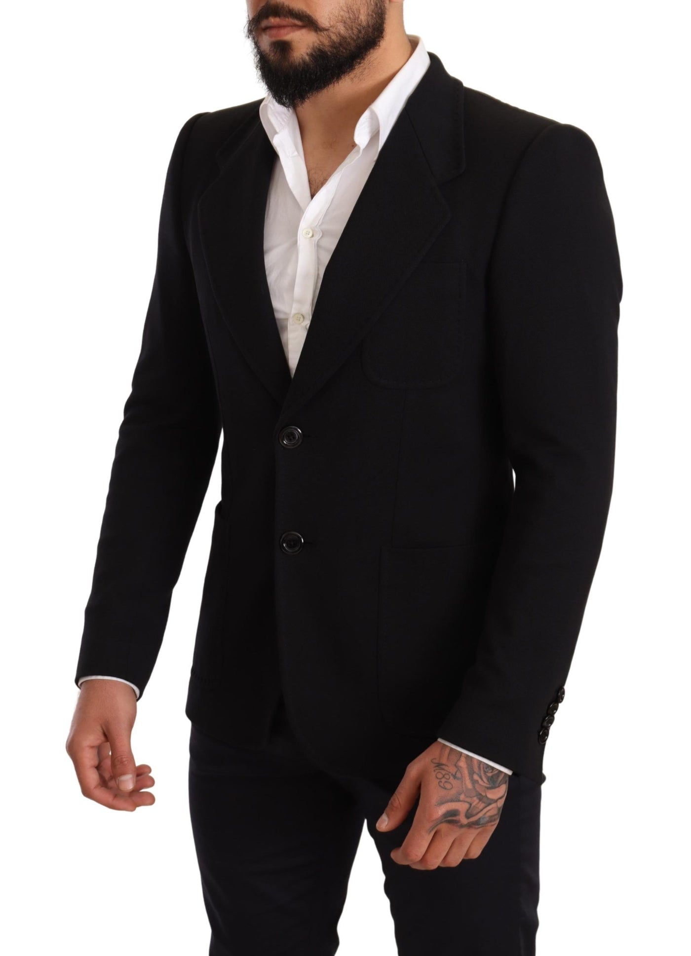 Black Cotton Slim Fit Coat Jacket  Blazer