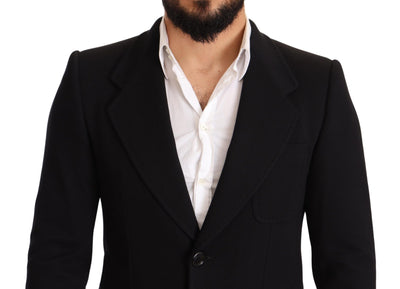 Black Cotton Slim Fit Coat Jacket  Blazer