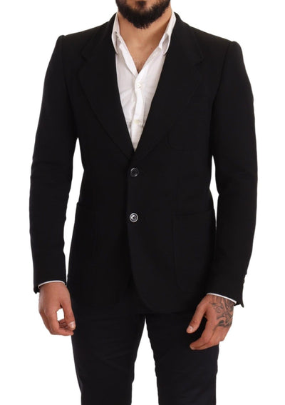 Black Cotton Slim Fit Coat Jacket  Blazer