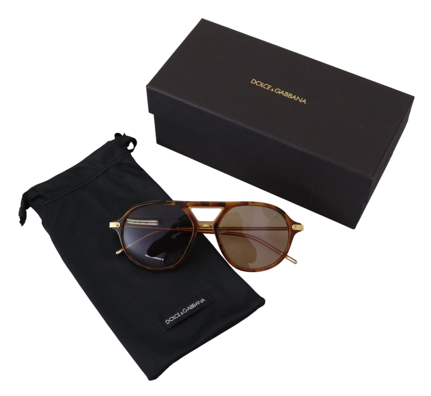 Brown Havana Acetate Frame Pilot Shades DG4343 Sunglasses