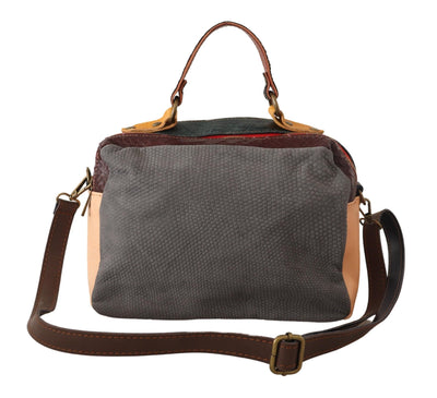 Multicolor Leather Shoulder Strap Top Handle Messenger Bag