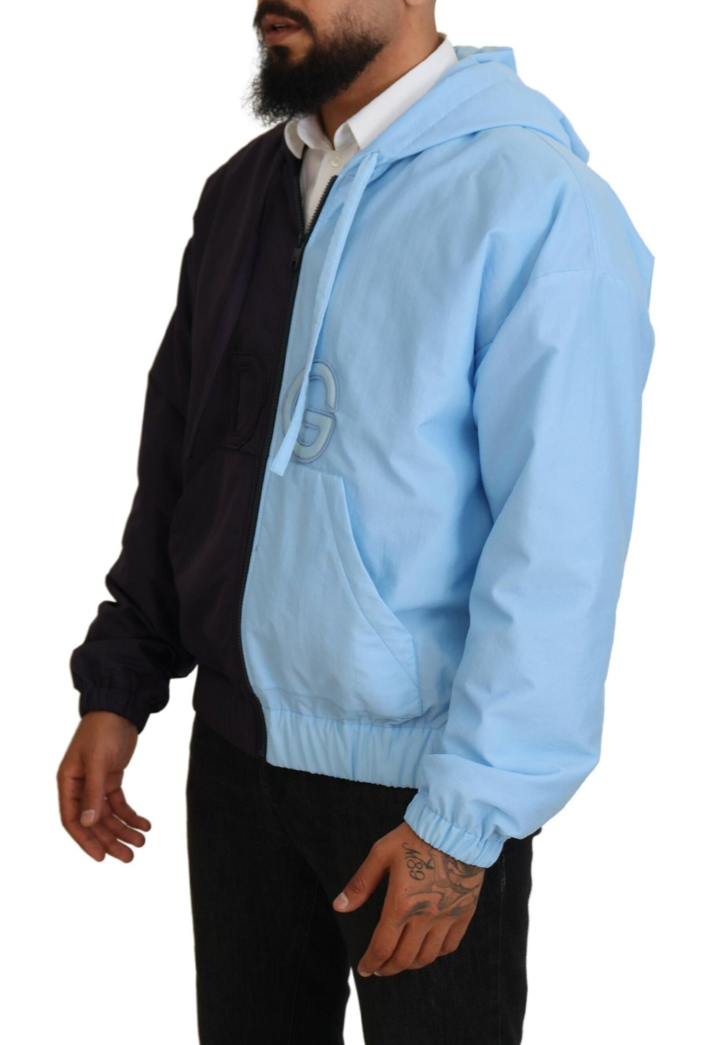 Black Blue DG Hooded Full Zip Men Jacket