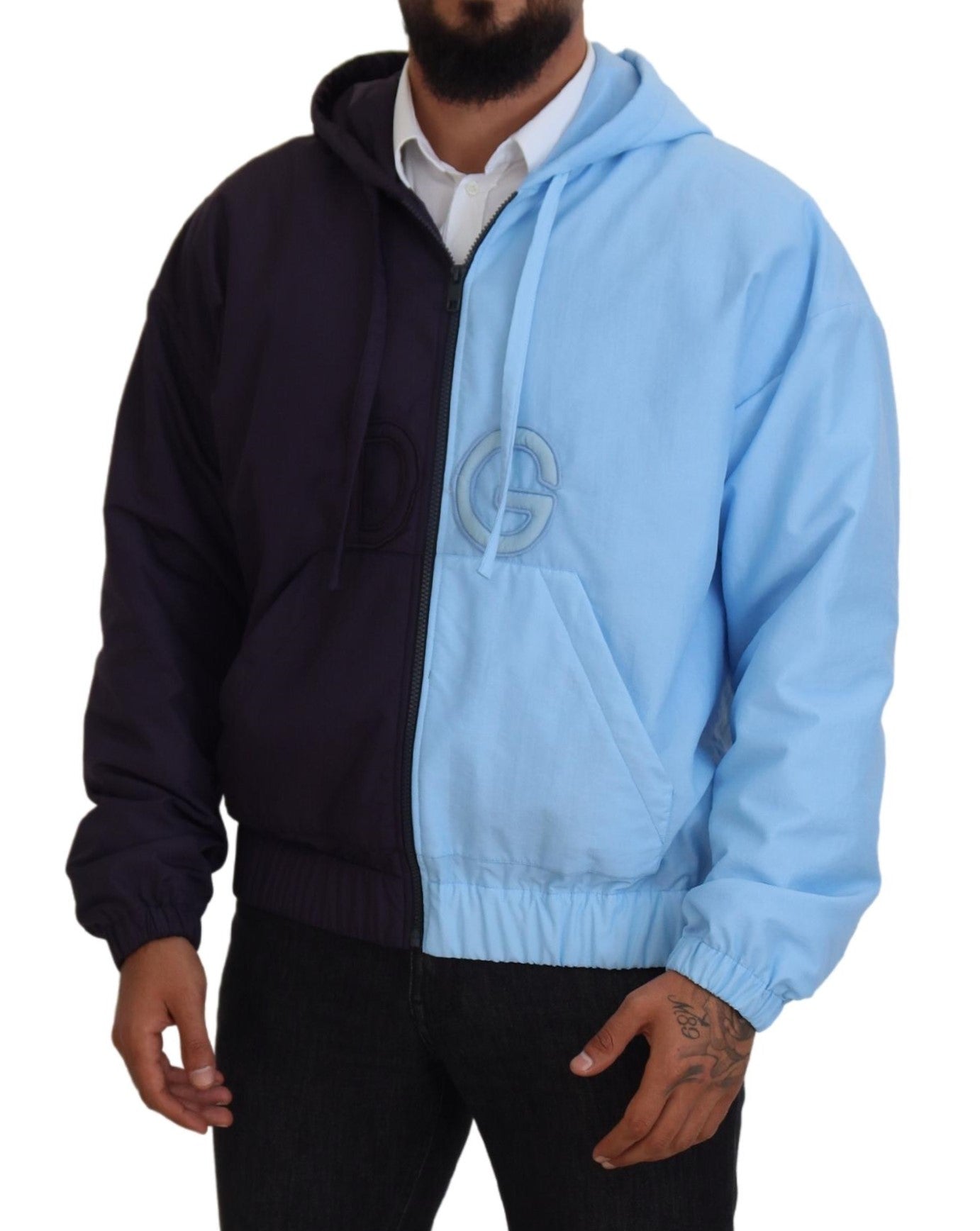 Black Blue DG Hooded Full Zip Men Jacket