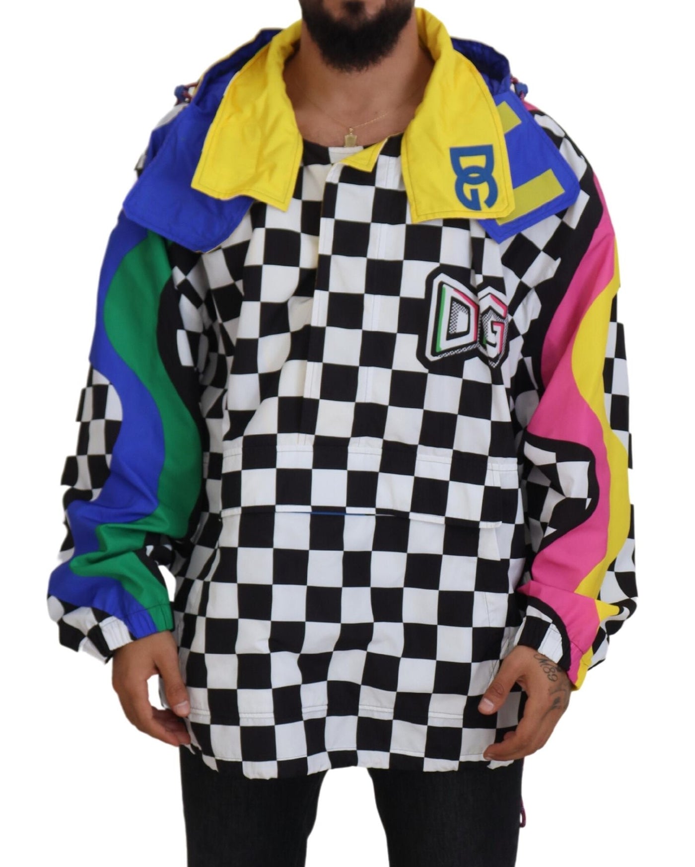 Multicolor Patterned DG Hooded Jacket