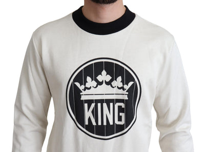 White Crown King Cotton Pullover  Sweater