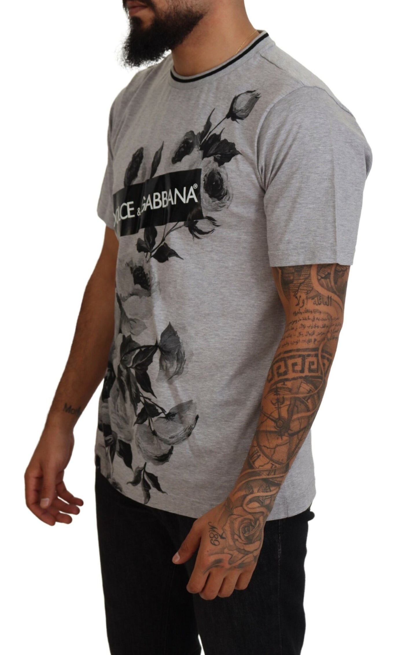 Gray Roses Crewneck Short Sleeve T-shirt