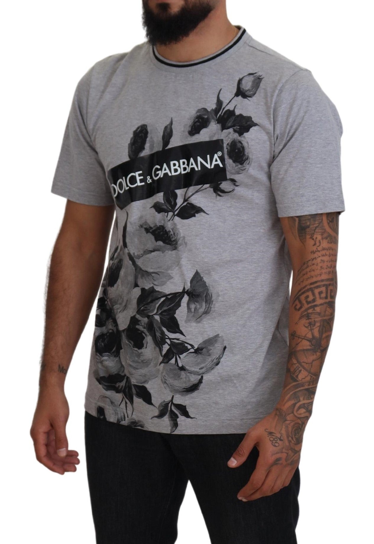 Gray Roses Crewneck Short Sleeve T-shirt