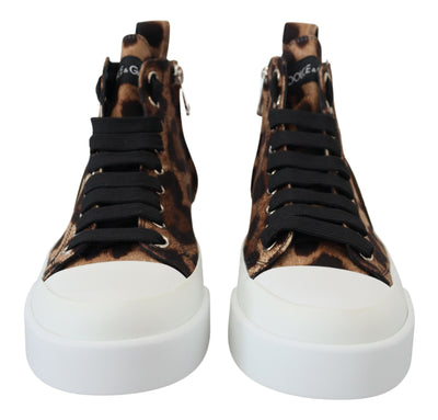 Brown Portofino Mid Top Leopard Sneakers Shoes