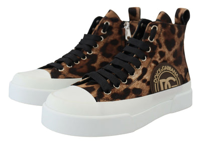 Brown Portofino Mid Top Leopard Sneakers Shoes