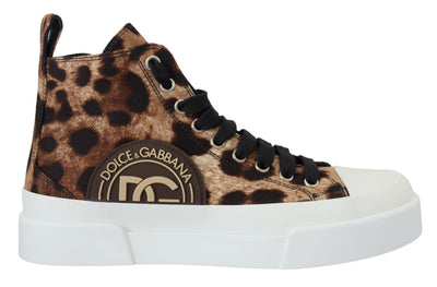 Brown Portofino Mid Top Leopard Sneakers Shoes